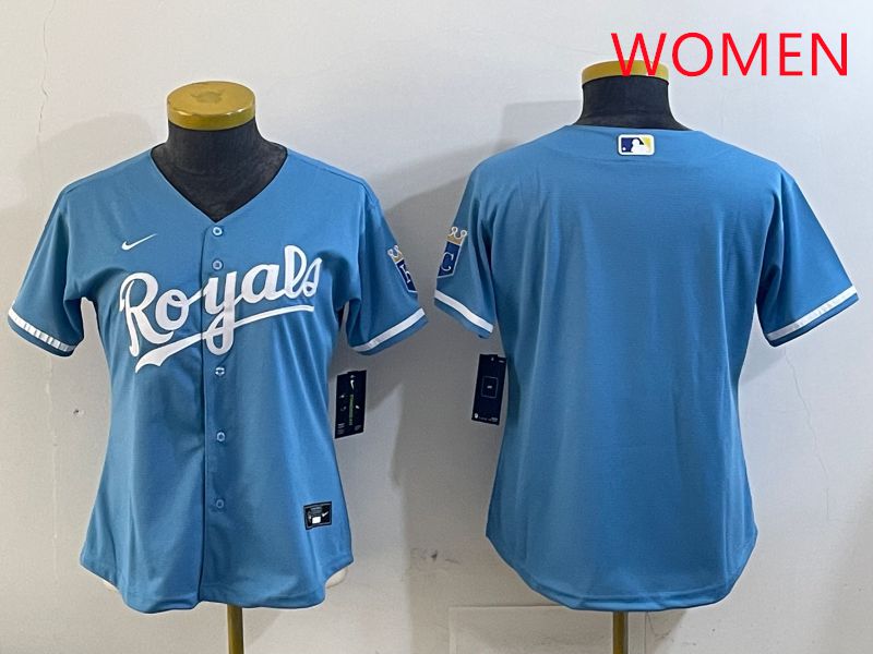 Women Kansas City Royals Blank Light Blue Game 2025 Nike MLB Jersey style 1